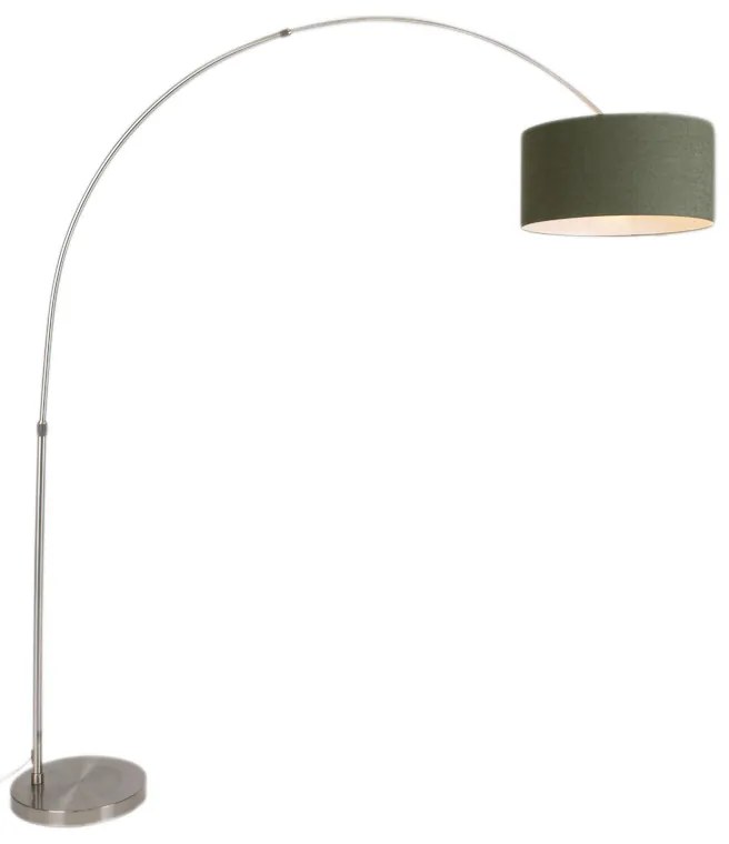 Oblúková lampa oceľ s tienidlom machovej zelenej 50/50/25 - XXL