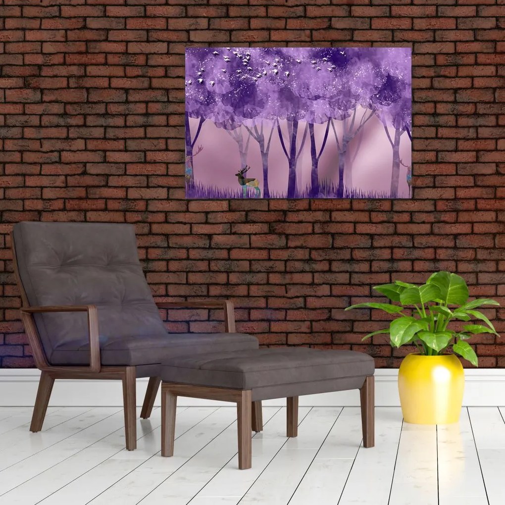 Obraz - Jelene v magickom lese (90x60 cm)