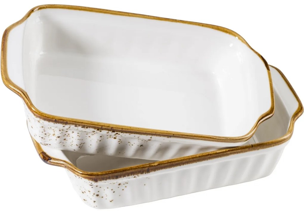 Mäser 2-dielna súprava zapekacích mís Pintar White hnedé bodky 23 x 14,5 cm
