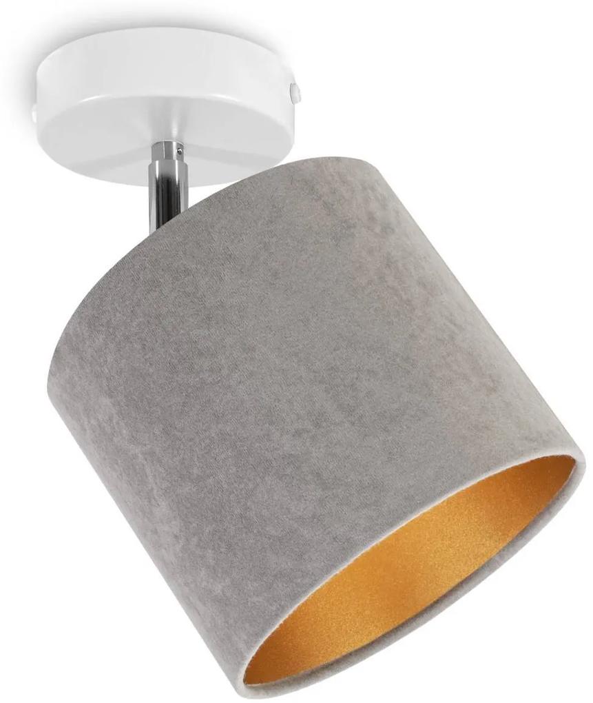 Stropné svietidlo MEDIOLAN, 1x šedé/zlaté textilné tienidlo, (výber z 2 farieb konštrukcie - možnosť polohovania)