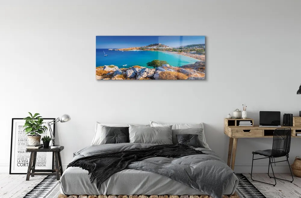 Obraz na akrylátovom skle Grécko pobrežie beach panorama 120x60 cm