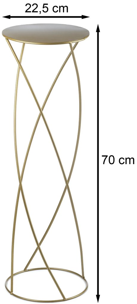STOJAN NA KVETINÁČ SPIRAL 70X22,5X22,5 CM ZLATÁ