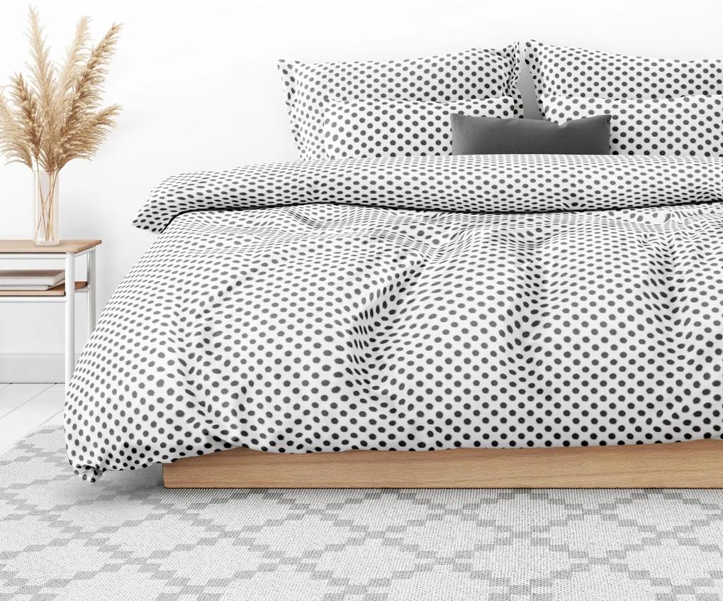 Goldea bavlnené posteľné obliečky - sivé dizajnové bodky 140 x 200 a 70 x 90 cm