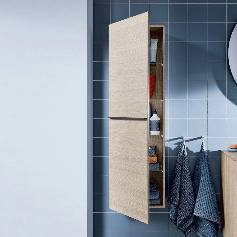 DURAVIT D-Neo závesná polovysoká skrinka, 1 dvierka, pánty vľavo, 400 x 240 x 1320 mm, betón šedá matná, DE1318L0707