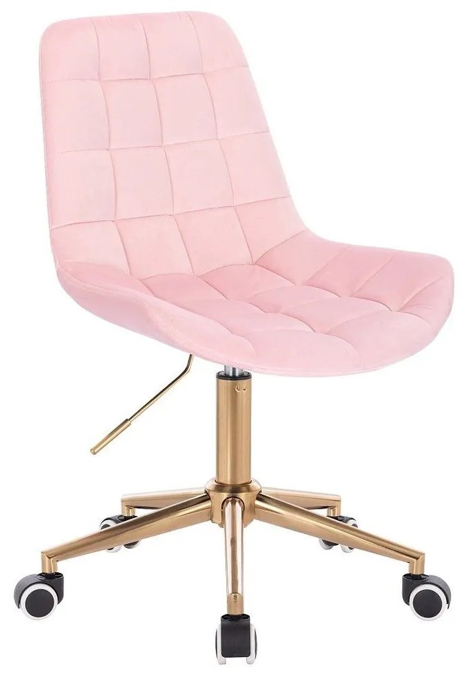 LuxuryForm DESIGN Stolička PARIS VELUR na zlatej podstave s kolieskami - svetloružová