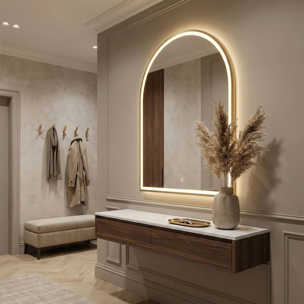 Rea Dart, LED zrkadlo 60x100cm, zlatá matná, HOM-06519