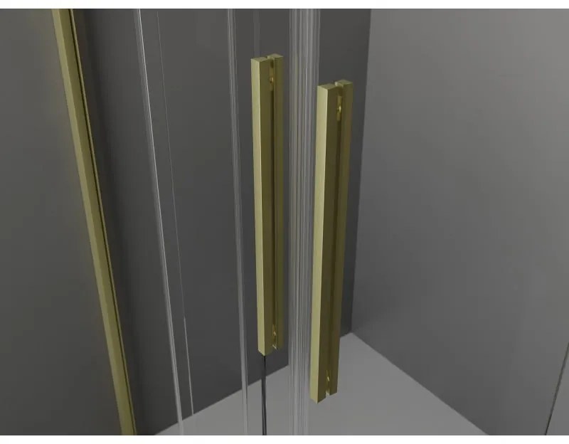 Mexen Velar L Duo, posuvné sprchové dvere do otvoru 140 cm, 8mm šedé sklo, zlatá matná, 871-140-003-42-55
