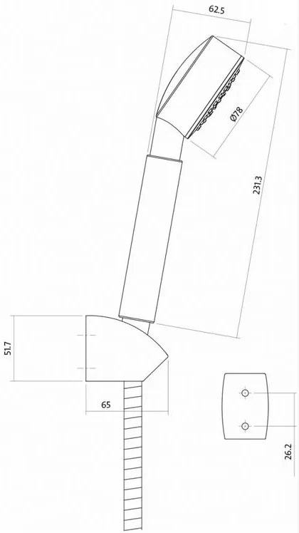 Cersanit ATON, Set ručná sprcha so sprchovou hadicou a 1-bodovým držiakom sprchy, Chróm, S951-024