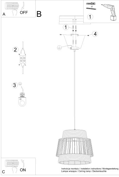 Sollux SL.1253 - Luster na lanku BRILO 1xE27/15W/230V