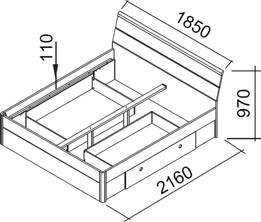 Posteľ s nočnými stolíkmi Savina 180x200 cm, dub artisan/šalviová, s osvetlením