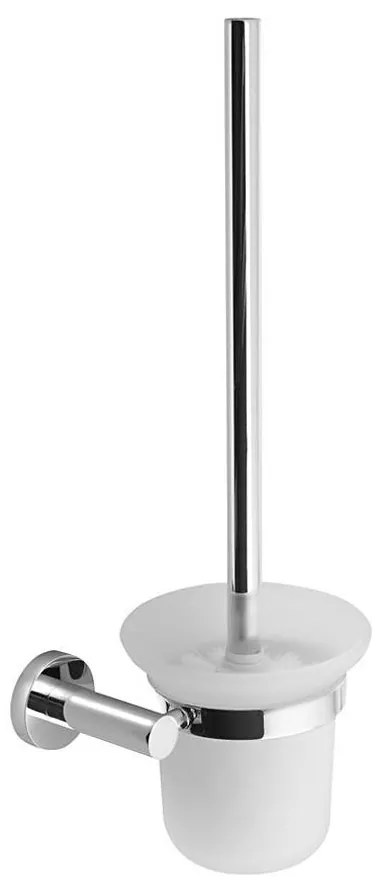Sapho - Nástenná WC kefa X-ROUND mliečne sklo/lesklý chróm