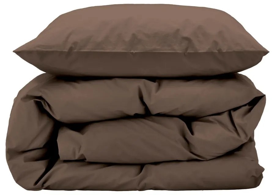 Hnedé predĺžené obliečky na dvojlôžko z bavlneného perkálu 200x220 cm Crisp – Södahl