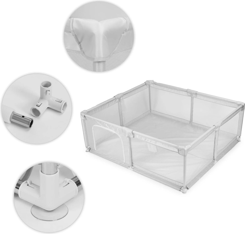 Veľká detská ohrádka 180×160 cm ECOTOYS – hrací kút / suchý bazén, šedá, s taškou