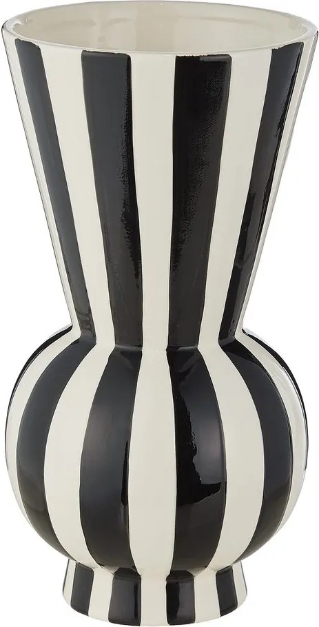 LYDIA Váza pruhy 30 cm - čierna / biela
