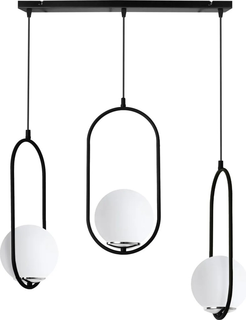 Závesné svietidlo Florence, 3x biele sklenené tienidlo, b/ch, UI