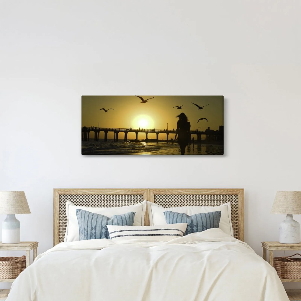Obraz - Prechádzka po pláži (120x50 cm)