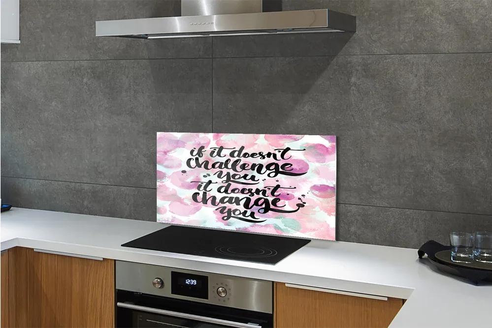 Sklenený obklad do kuchyne Čierne nápisy na farebnom pozadí 125x50 cm