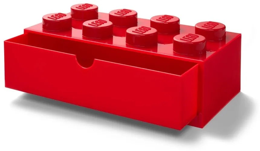 Červený stolový box so zásuvkou LEGO®, 31 x 16 cm