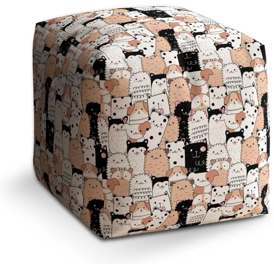 Taburet Cube roztomilé zvieratká, farebná
