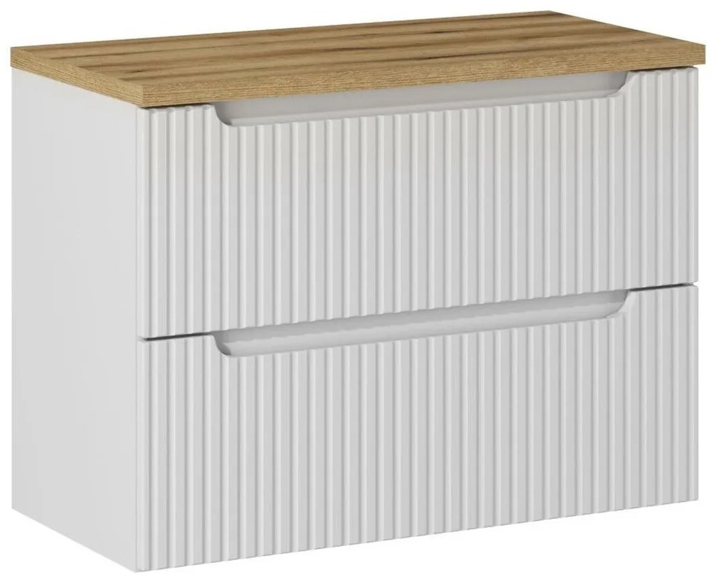 Závěsná skříňka Nova White I s deskou a umyvadlem 80 cm bílá/dub coast evoke