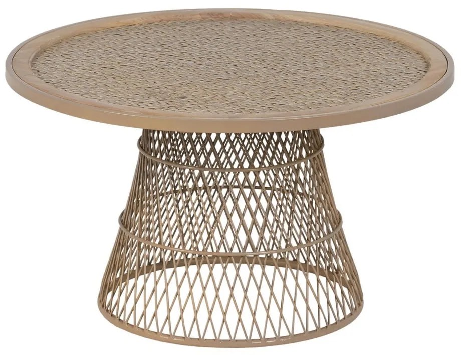 Ratanový okrúhly konferenčný stolík v prírodnej farbe ø 70 cm – Ixia