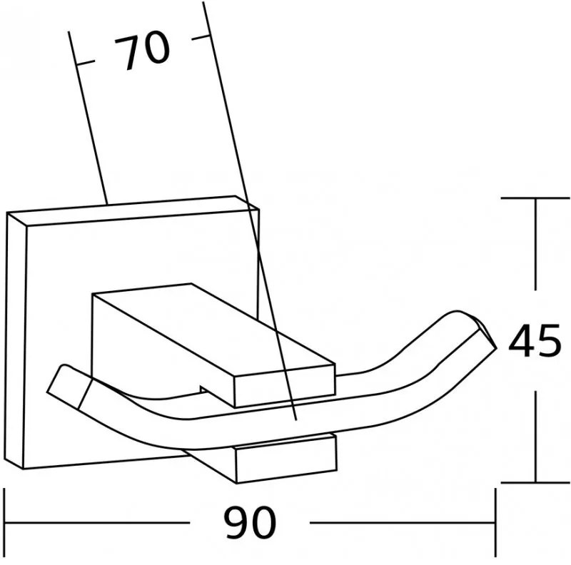 Mexen príslušenstvo, VANE držiak na uteráky, 2-háčik, čierna, 7020935-70