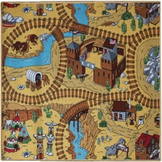 AladinWorld Expres, Detský kusový koberec Western štvorec, 400x400, viacfarebná, detská izba