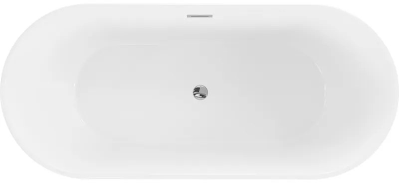 Mexen Flavia, voľne stojaca vaňa 160 x 75 cm, biela-čierna, chrómový prepad, 54031608075-01
