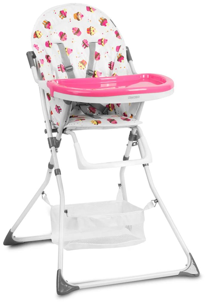 Ricokids Detská jedálenská stolička Eldo biela a ružová