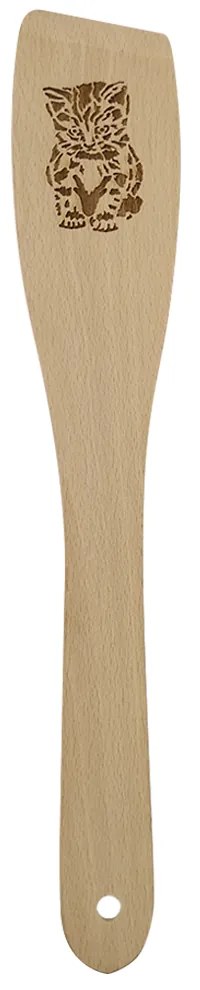AMADEA Drevená obracačka s obrázkom mačky, masívne drevo, dĺžka 30 cm