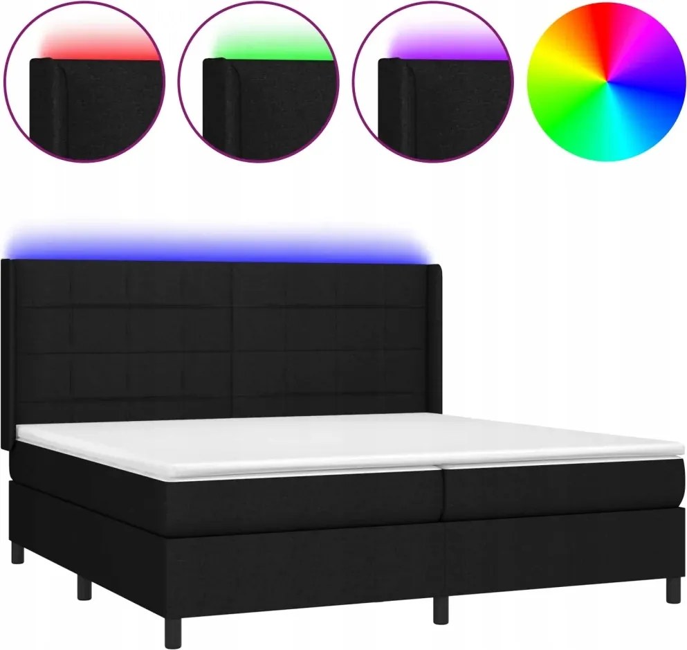 vidaXL Kontinentálna posteľ s matracom, čierna, 200 x 200 cm, látka