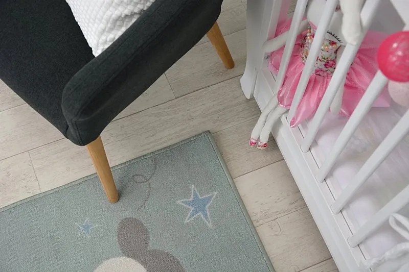 styldomova Detský zelený koberec protišmykový LOKO líška