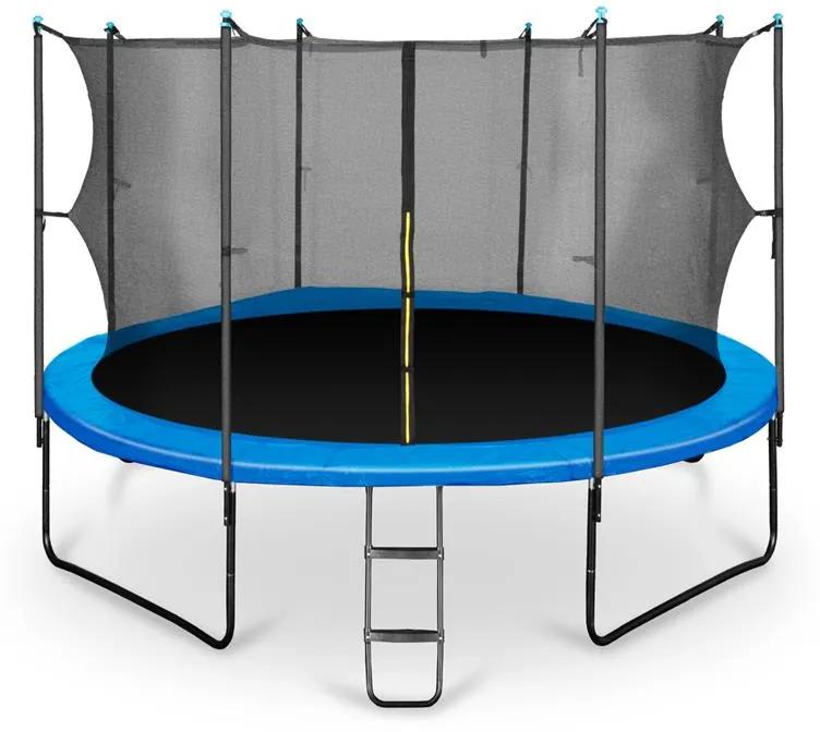 Rocketboy 430, 430 cm trampolína, vnútorná bezpečnostná sieť, široký rebrík, modrá