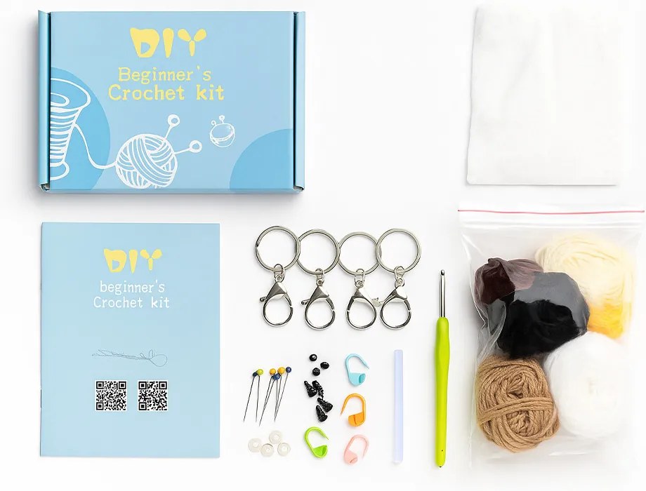 4-dielna háčkovacia sada so zvieratkami pre začiatočníkov