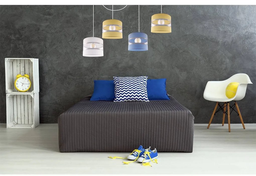 Závesné svietidlo Elegance Spider, 4x textilné tienidlo (mix 8 farieb), w