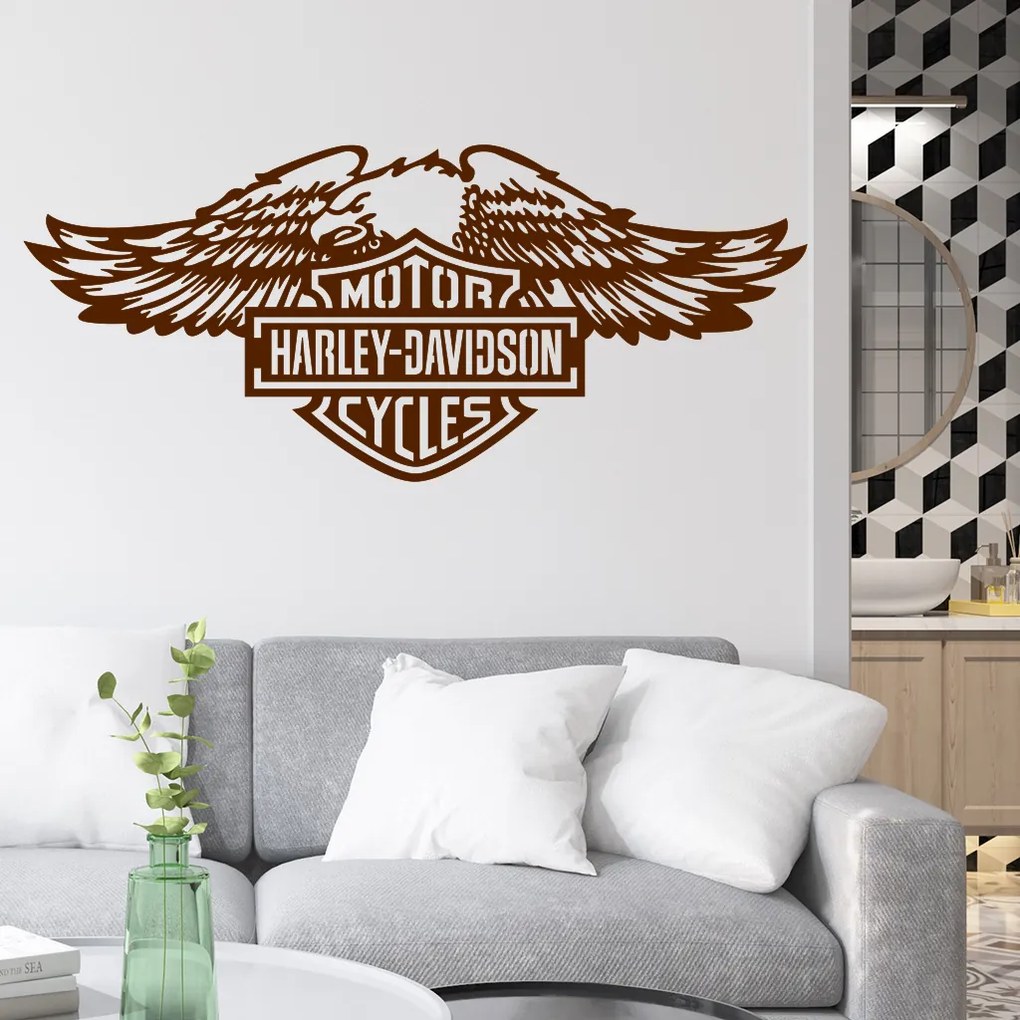 Veselá Stena Samolepka na stenu na stenu Harley Davidson orol Farba: černá