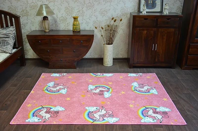 Detský koberec UNICORN JEDNOROŽEC ružový - Výpredaj - 100x150 cm