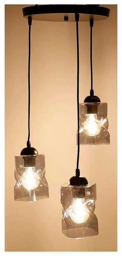 Čierne závesné svietidlo so skleneným tienidlom Felis - Candellux Lighting