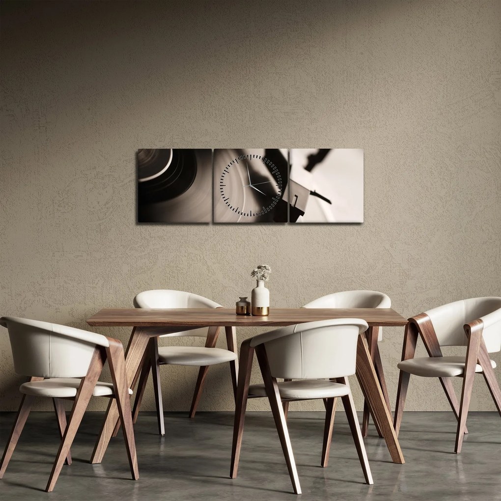 Obraz - Gramofónová doska (s hodinami) (90x30 cm)
