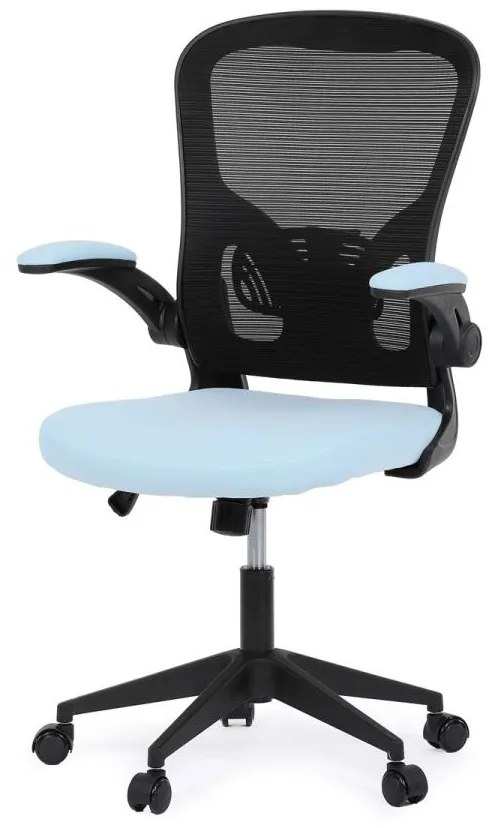 Kancelárska stolička KA-V317 BLUE, modrá látka, sklopné podrúčky