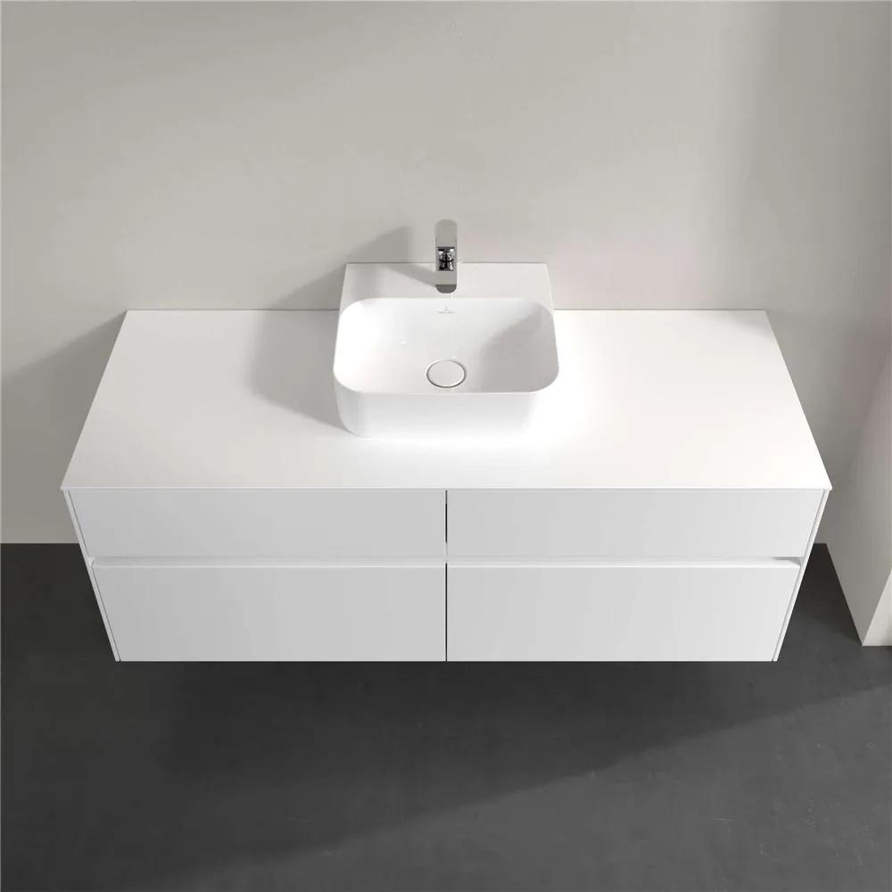 VILLEROY &amp; BOCH Collaro závesná skrinka pod umývadlo na dosku (umývadlo v strede), 4 zásuvky, s LED osvetlením, 1400 x 500 x 548 mm, White Matt, C100B0MS