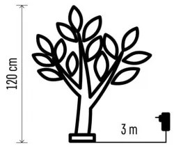 EMOS Vonkajší vianočný stromček LED, 72xLED, teplá biela, 120cm, časovač