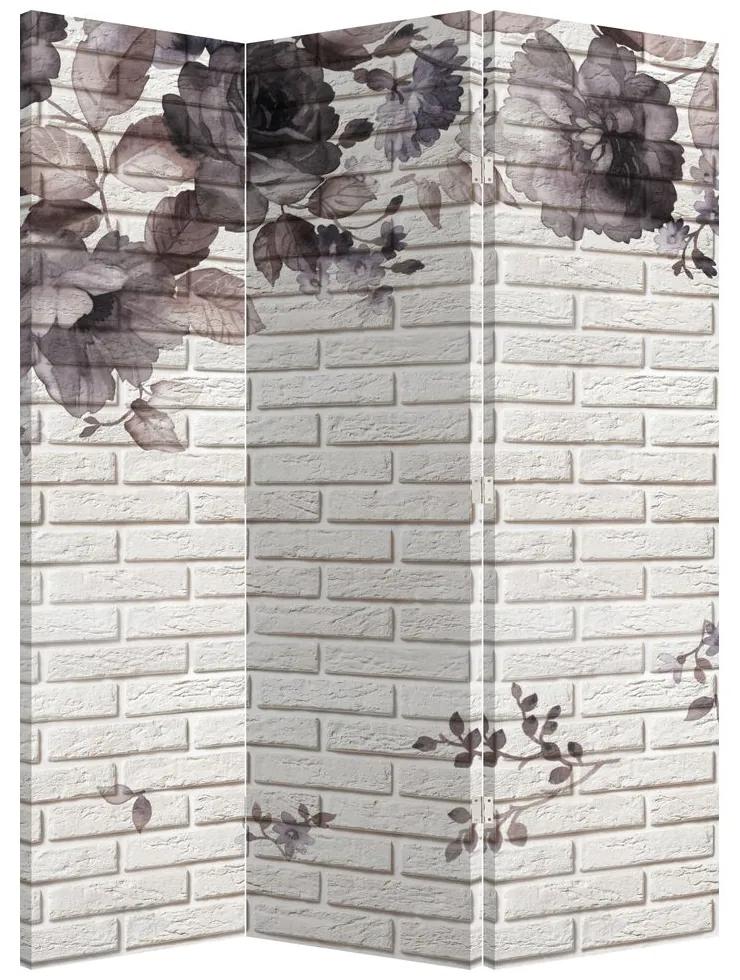 Paraván - Múr s kyticou (126x170 cm)