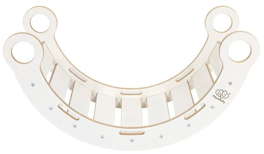 Biela/béžová hojdačka z borovicového dreva 39x75x38 cm Montessori – Meowbaby