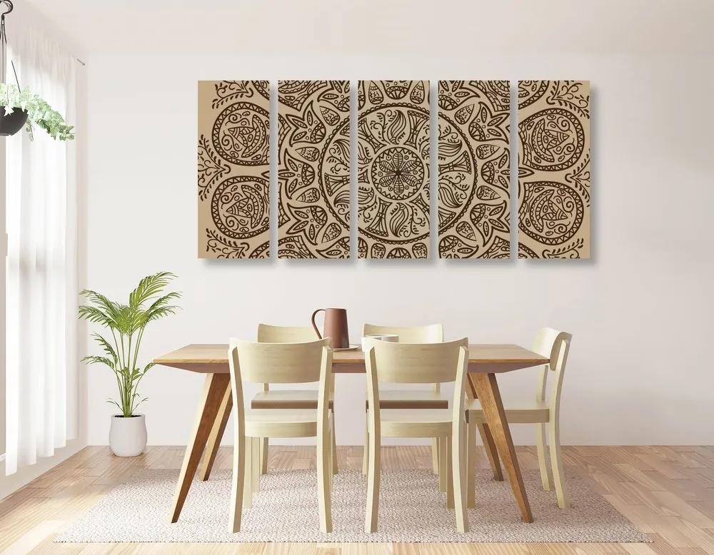 5-dielny obraz Mandala s abstraktným prírodným vzorom - 200x100