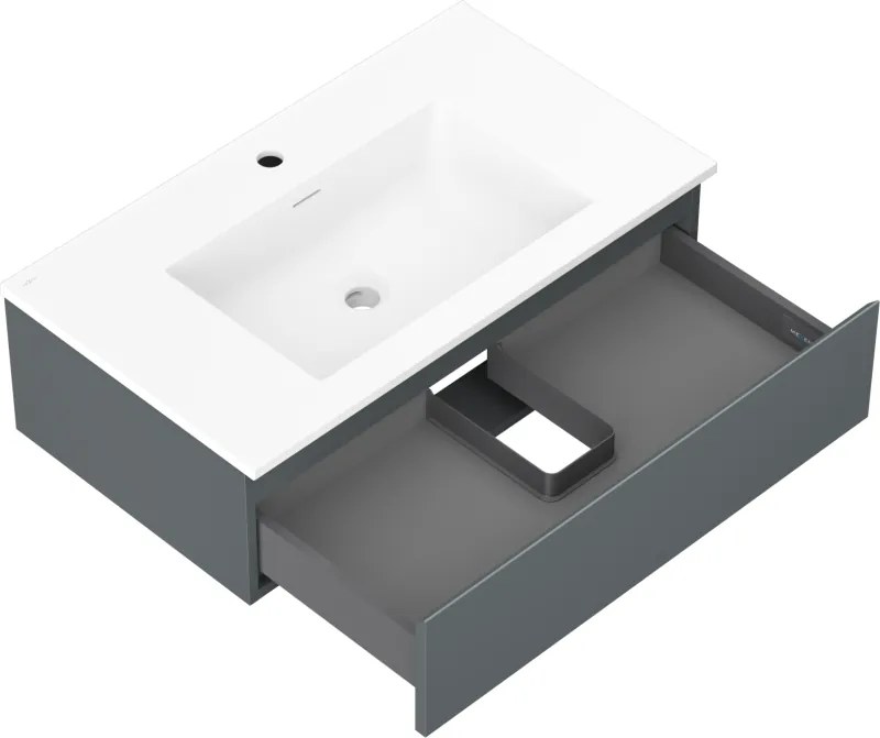 Mexen Orio, kúpeľňová skrinka 80 cm s umývadlom Otis, 1 zásuvka, grafitová matná/biela matná, 91A10-08023-1-BF66-W18M01