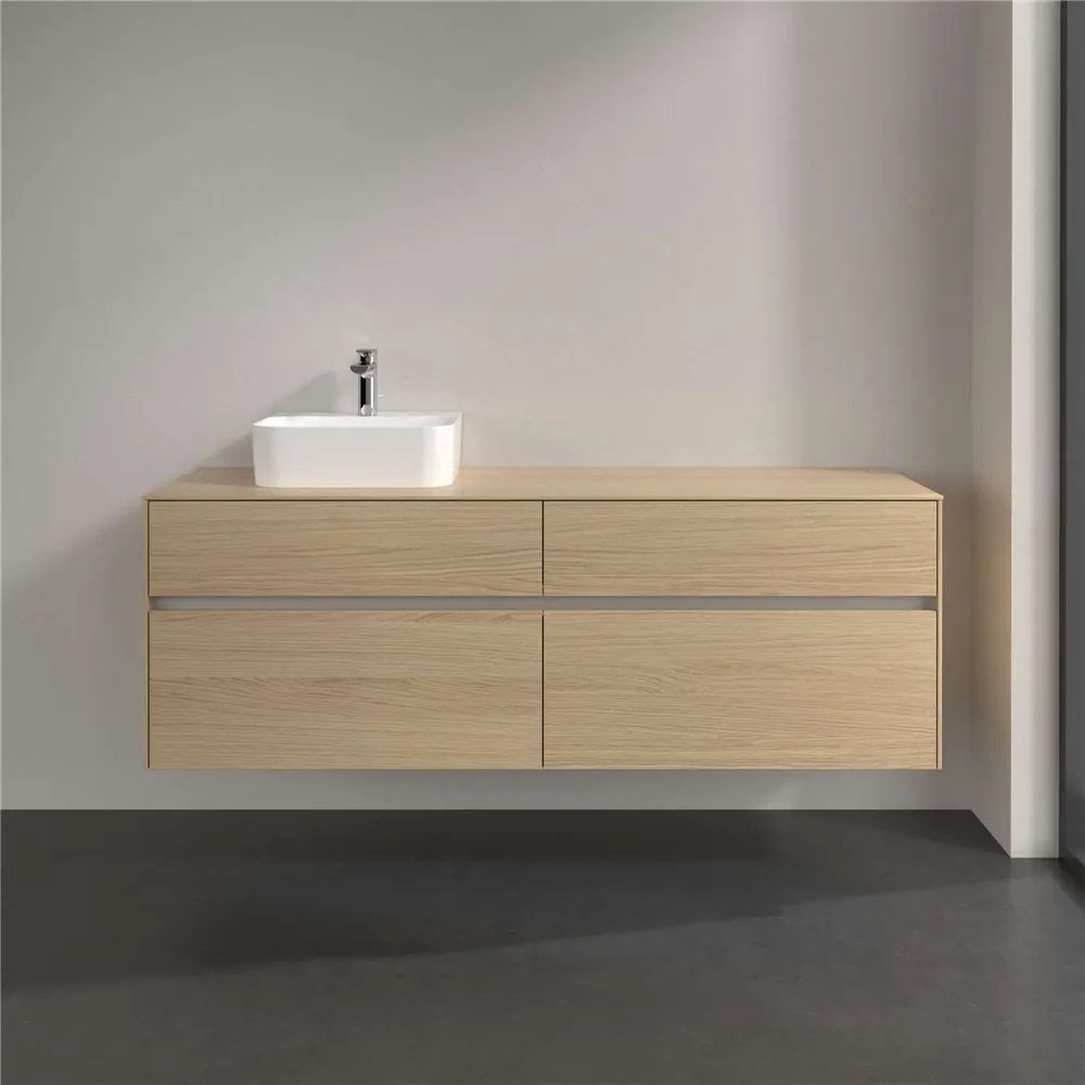 VILLEROY &amp; BOCH Collaro závesná skrinka pod umývadlo na dosku (umývadlo vľavo), 4 zásuvky, 1600 x 500 x 548 mm, Nordic Oak, C10500VJ