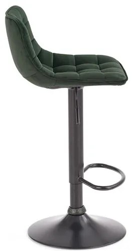Barová stolička DREY - kov, látka, tmavo zelená