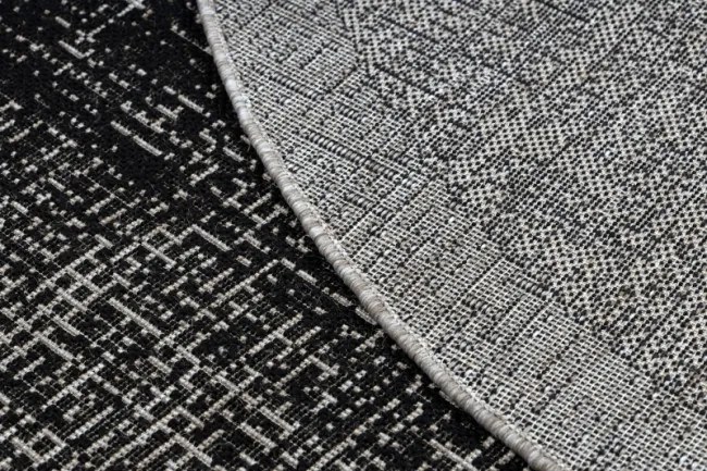 Koberec SIZAL FLOORLUX kruh 20401 Ramka čierny/strieborný