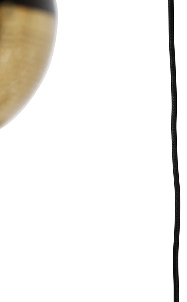 Priemyselné závesné svietidlo čierne s mosadzou 5-svetlo - Haicha